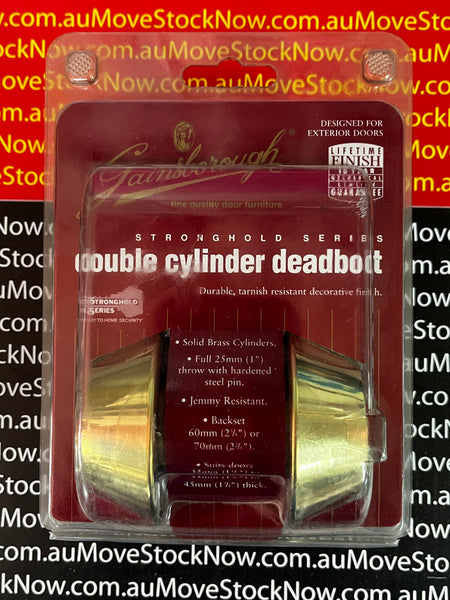 Gainsborough Double Cylinder Deadbolt. 850LBV 60 or 70 mm Backset. Polished Brass