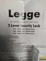 Legge 2645 Mortice Lock 5 Lever with 2 x keys. No face plate supplied.