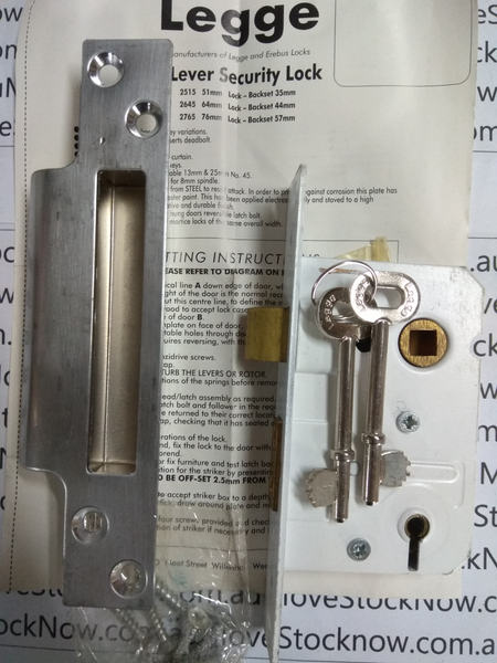 Legge 2645 Mortice Lock 5 Lever with 2 x keys. No face plate supplied.